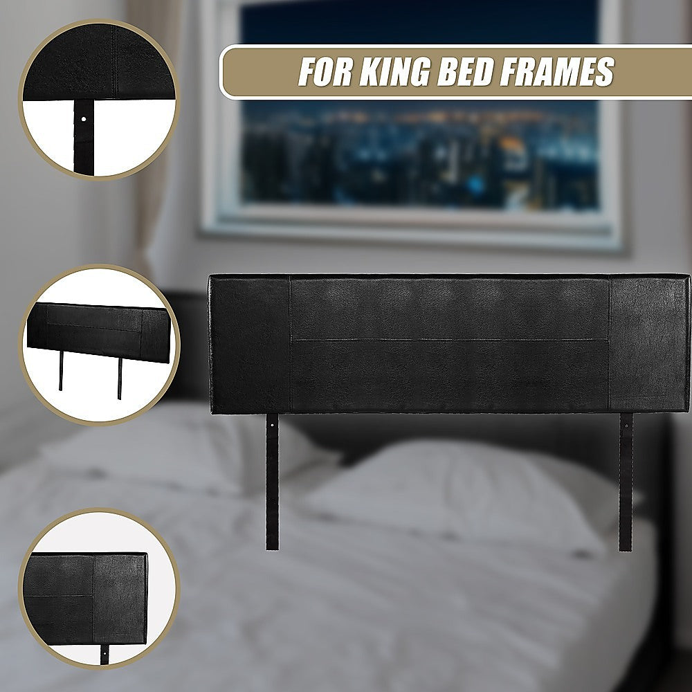 Headboards: PU Leather King Bed Headboard Bedhead - Black
