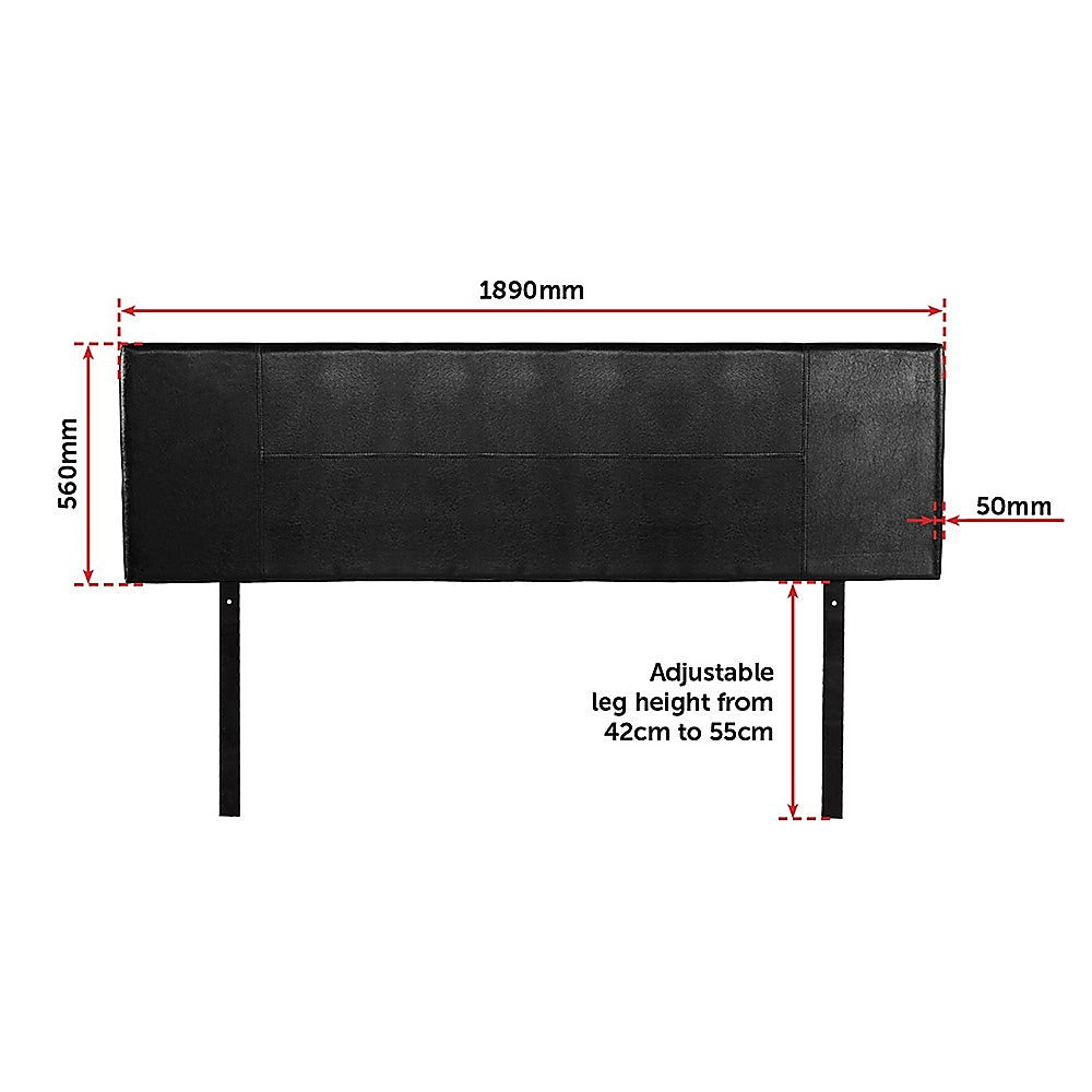 Headboards: PU Leather King Bed Headboard Bedhead - Black