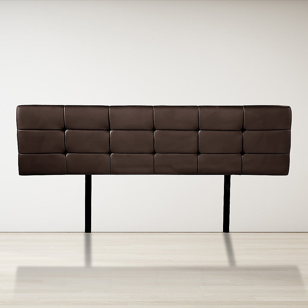 Headboards: PU Leather King Bed Deluxe Headboard Bedhead - Brown