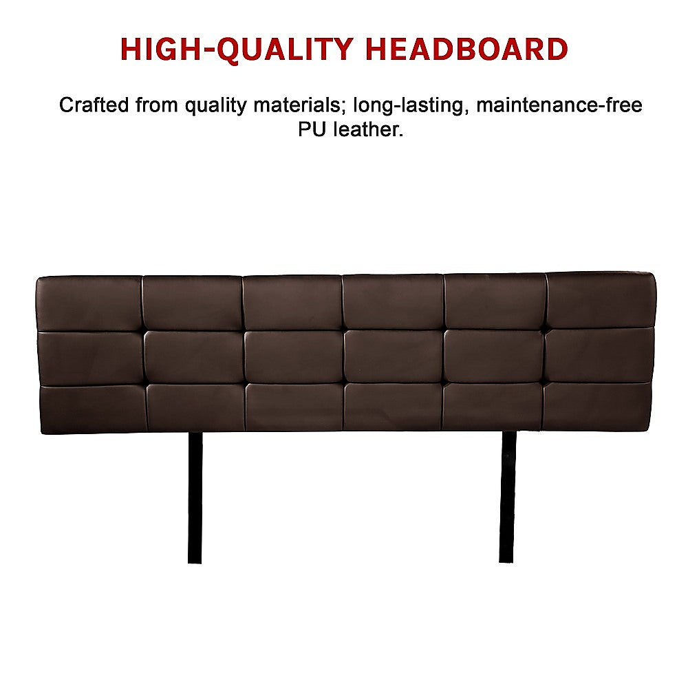 Headboards: PU Leather King Bed Deluxe Headboard Bedhead - Brown