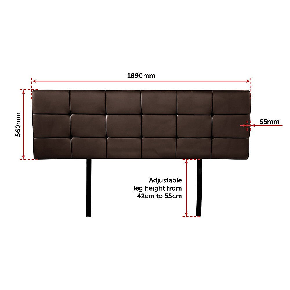Headboards: PU Leather King Bed Deluxe Headboard Bedhead - Brown