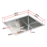 Kitchen Sinks: 490x440mm Handmade Stainless Steel Undermount / Topmount Kitchen Laundry Sink with Waste