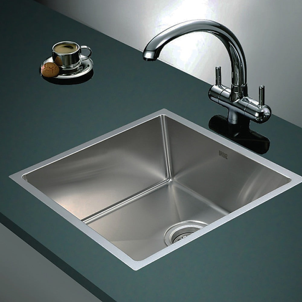 Kitchen Sinks: 490x440mm Handmade Stainless Steel Undermount / Topmount Kitchen Laundry Sink with Waste