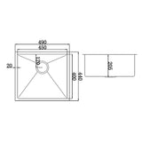 Kitchen Sinks: 490x440mm Handmade Stainless Steel Undermount / Topmount Kitchen Laundry Sink with Waste