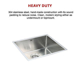 Kitchen Sinks: 490x440mm Handmade Stainless Steel Undermount / Topmount Kitchen Laundry Sink with Waste