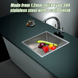 Kitchen Sinks: 490x440mm Handmade Stainless Steel Undermount / Topmount Kitchen Laundry Sink with Waste