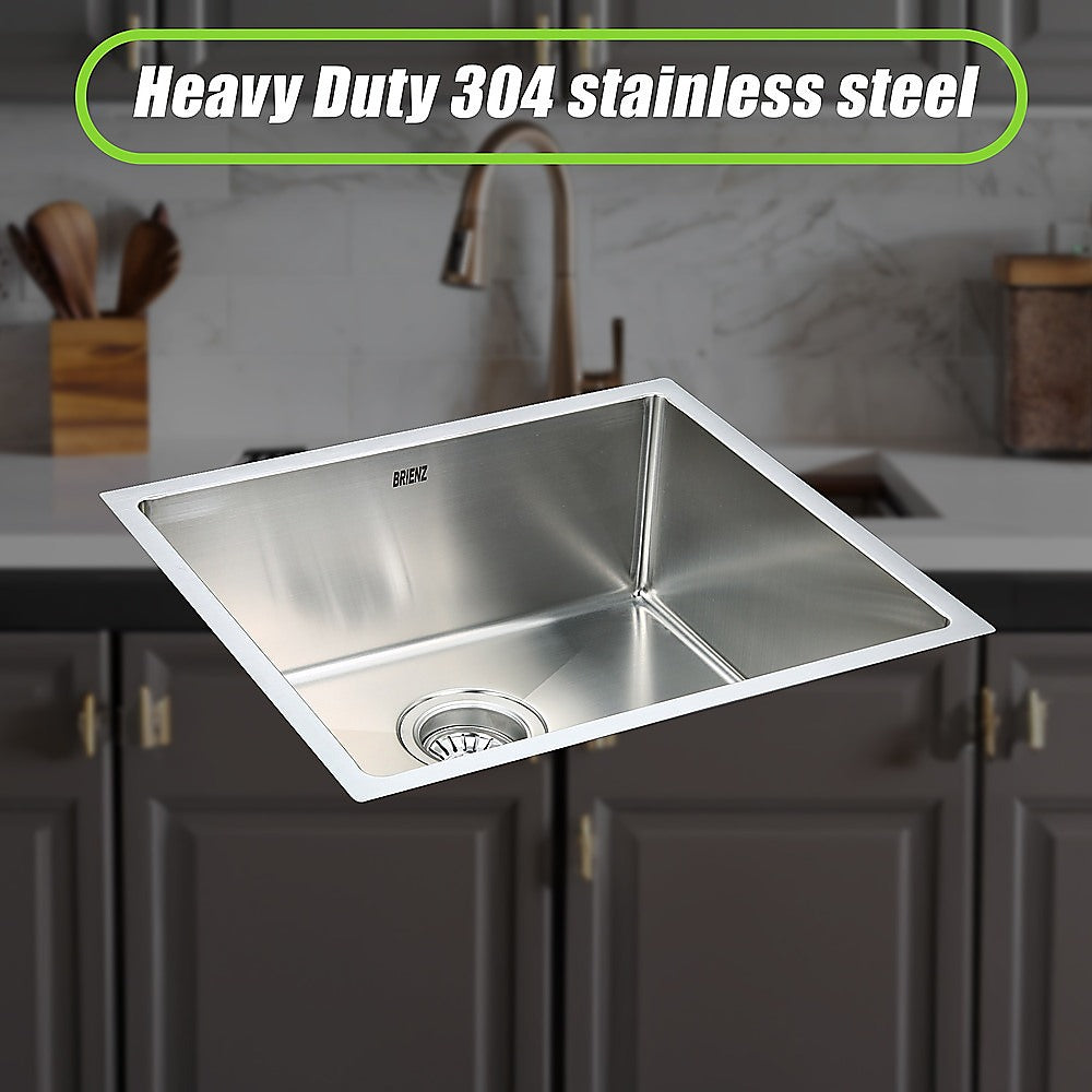 Kitchen Sinks: 490x440mm Handmade Stainless Steel Undermount / Topmount Kitchen Laundry Sink with Waste