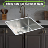 Kitchen Sinks: 490x440mm Handmade Stainless Steel Undermount / Topmount Kitchen Laundry Sink with Waste
