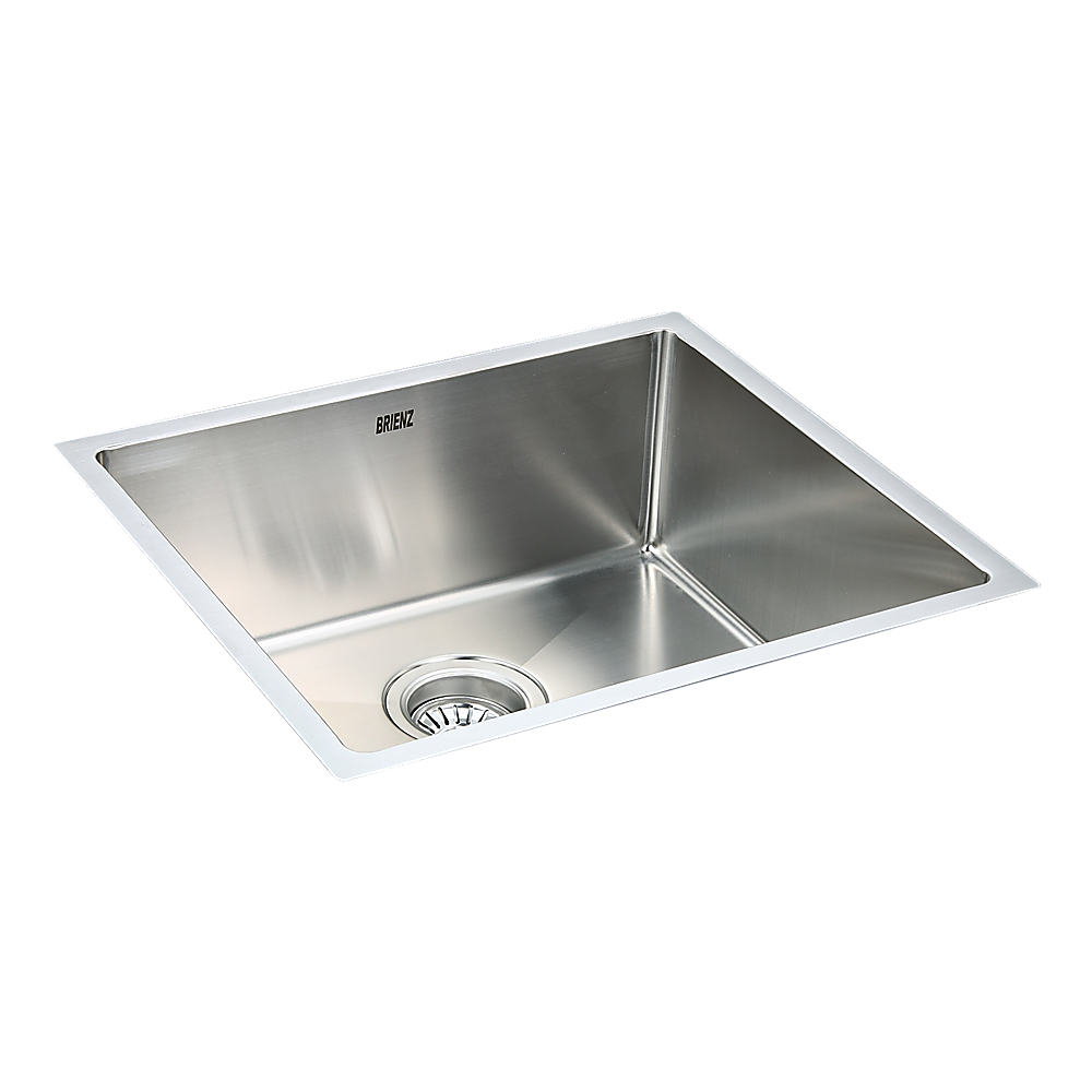 Kitchen Sinks: 490x440mm Handmade Stainless Steel Undermount / Topmount Kitchen Laundry Sink with Waste