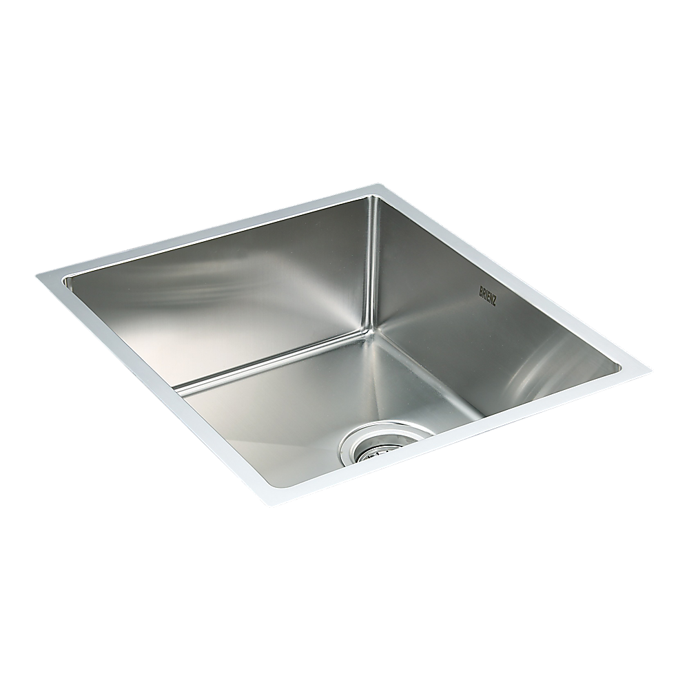 Kitchen Sinks: 490x440mm Handmade Stainless Steel Undermount / Topmount Kitchen Laundry Sink with Waste