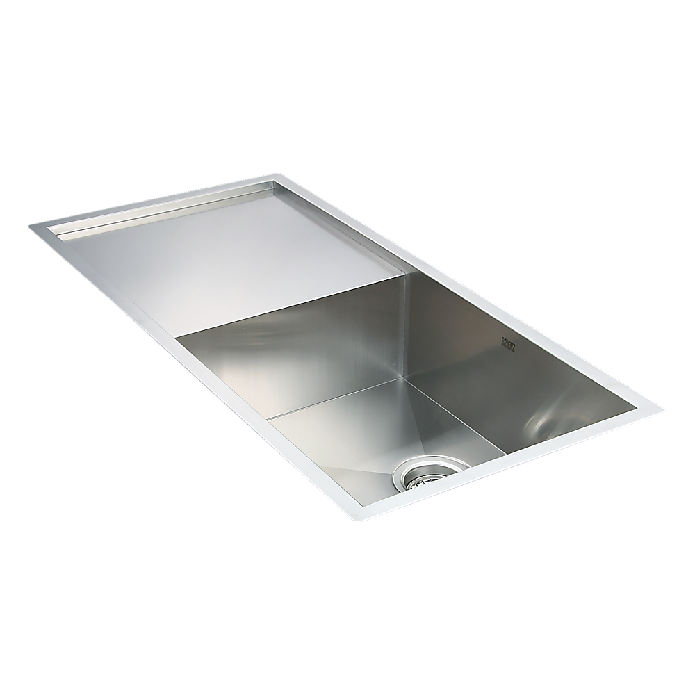 Kitchen Sinks: 960x450mm Handmade Stainless Steel Undermount / Topmount Kitchen Sink with Waste