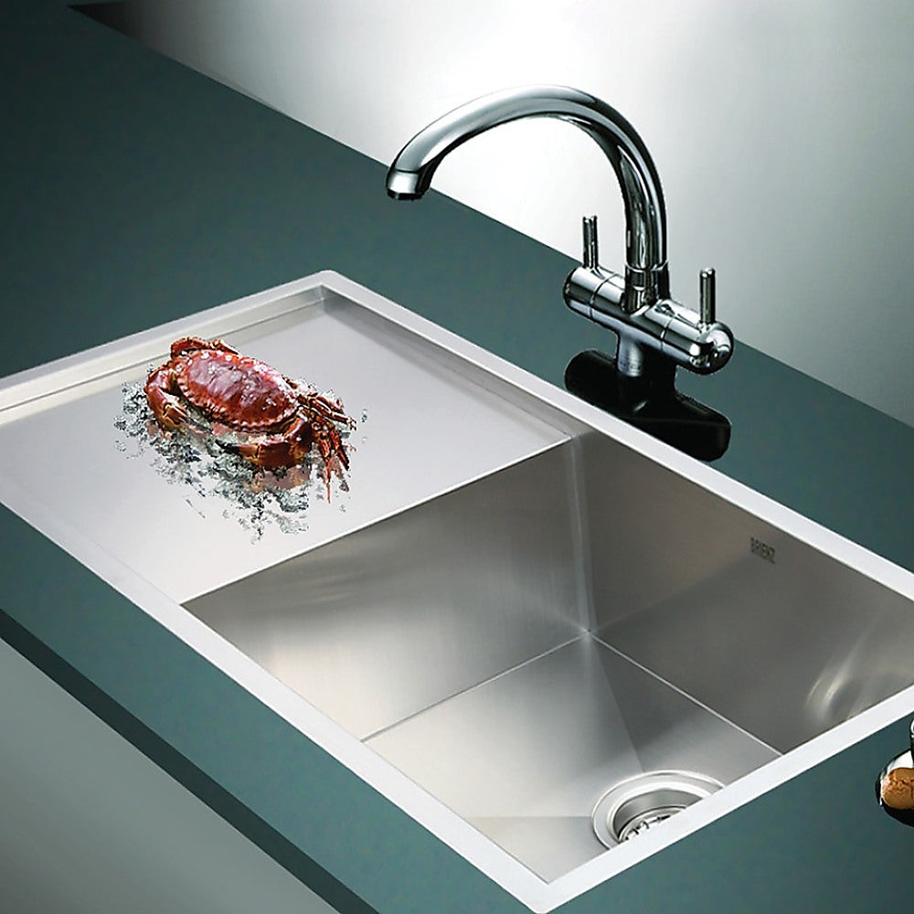 Kitchen Sinks: 960x450mm Handmade Stainless Steel Undermount / Topmount Kitchen Sink with Waste