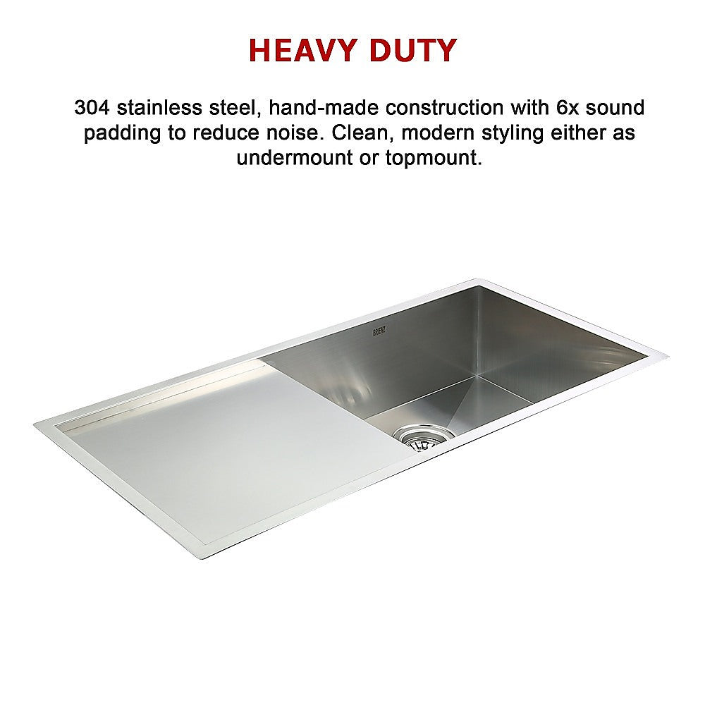 Kitchen Sinks: 960x450mm Handmade Stainless Steel Undermount / Topmount Kitchen Sink with Waste