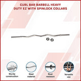 Gym Equipment & Accessories: Heavy Duty EZ Curl Barbell  Weightlifting Bar with Spinlock Collars for Gym Training