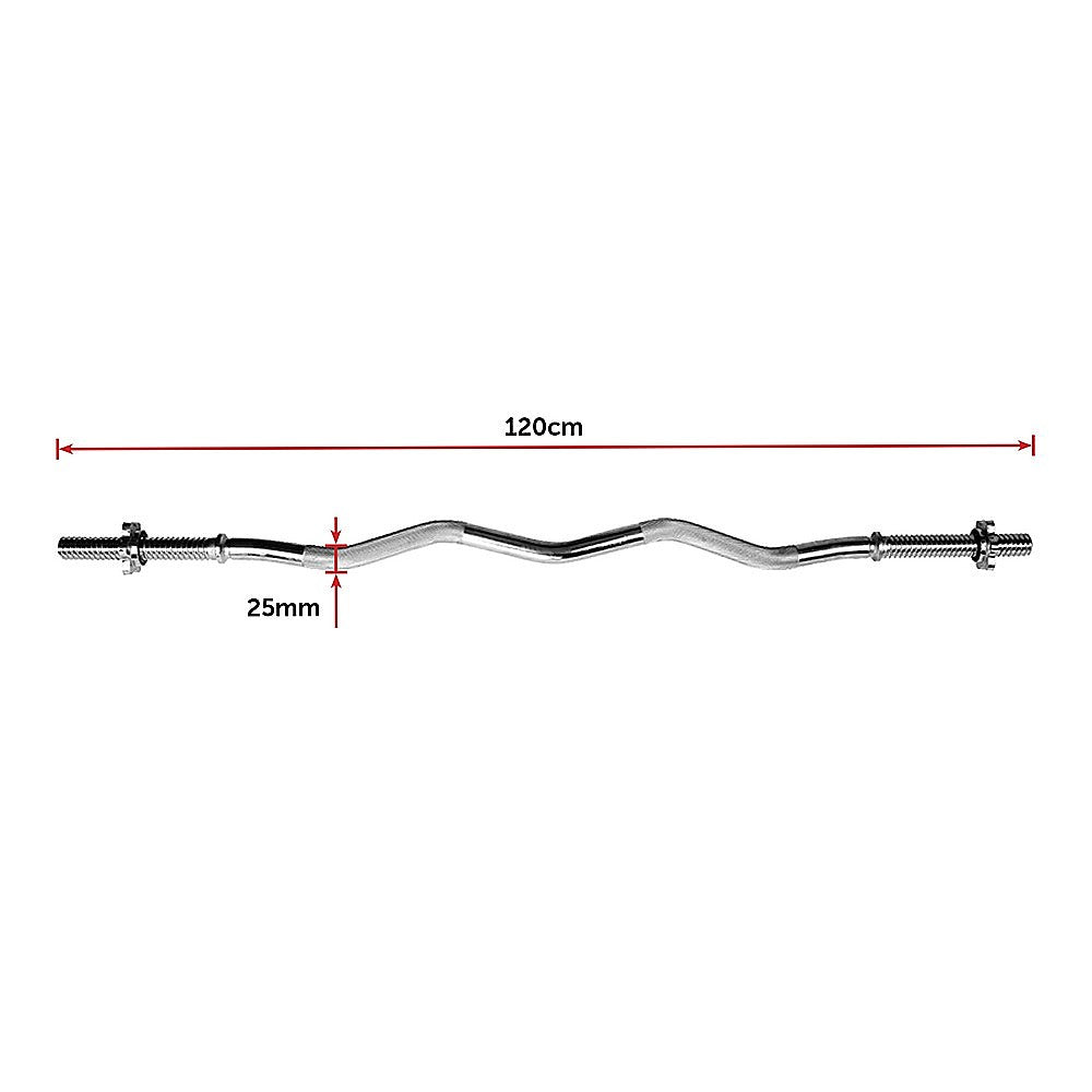 Gym Equipment & Accessories: Heavy Duty EZ Curl Barbell  Weightlifting Bar with Spinlock Collars for Gym Training