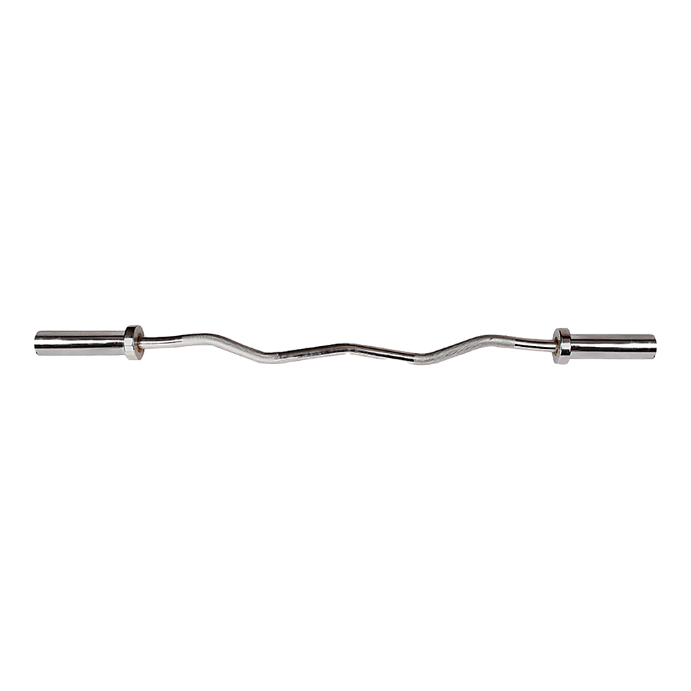 120cm Chrome Olympic EZ Curl Bar – Weightlifting Barbell for Home Gym Training