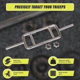 Gym Equipment & Accessories: Chrome Tricep Bar Barbell Heavy Duty with Spinlock Collars