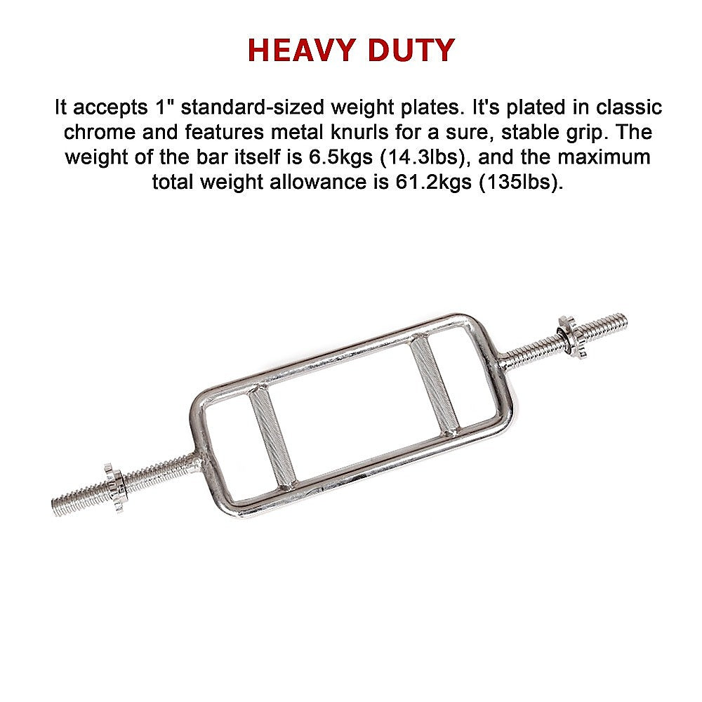 Gym Equipment & Accessories: Chrome Tricep Bar Barbell Heavy Duty with Spinlock Collars