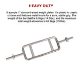 Gym Equipment & Accessories: Chrome Tricep Bar Barbell Heavy Duty with Spinlock Collars