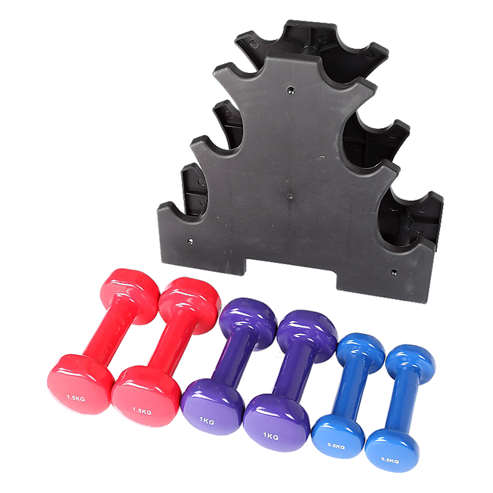 Weightlifting Machines & Racks: 6-Piece Dumbbell Set with Storage Rack for Home Gym Training