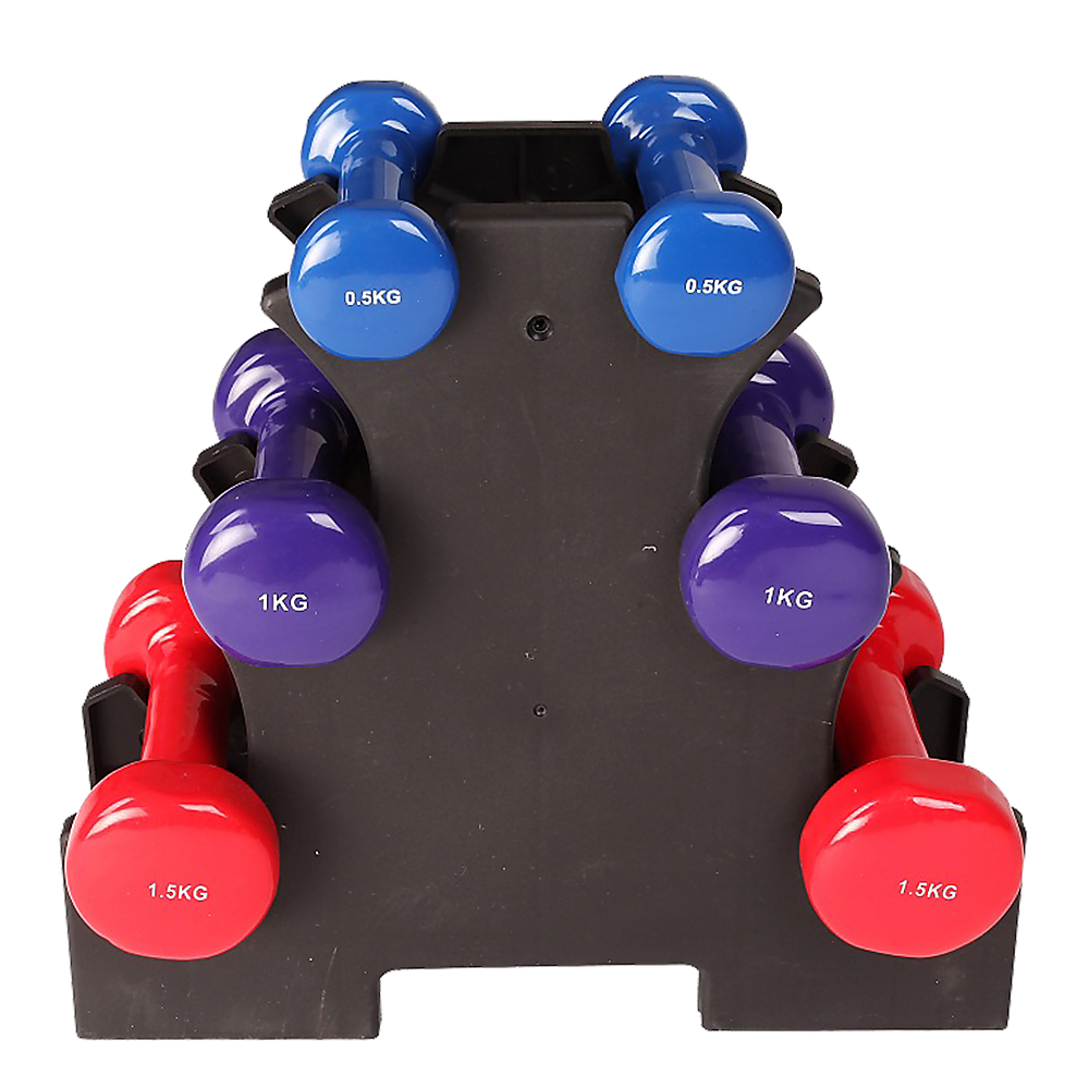 Weightlifting Machines & Racks: 6-Piece Dumbbell Set with Storage Rack for Home Gym Training