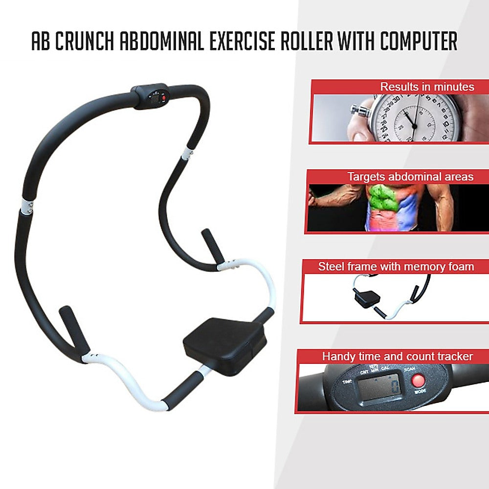 Gym Equipment & Accessories: Ab Crunch Machine  Abdominal Exercise Roller with Digital Computer for Core Training