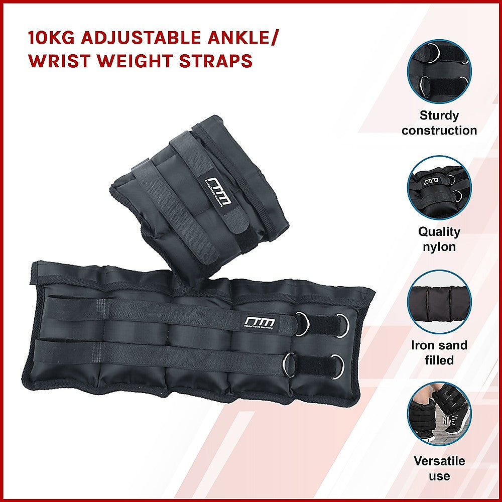Free Weights: 10kg Adjustable Ankle/Wrist Weight Straps