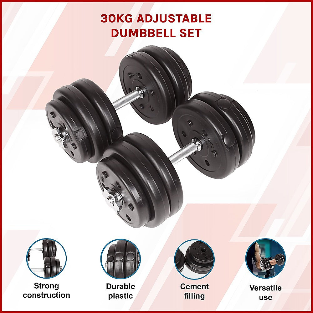 Weightlifting Machines & Racks: 30KG Adjustable Dumbbell Set  Home Gym Weights for Strength & Fitness Training