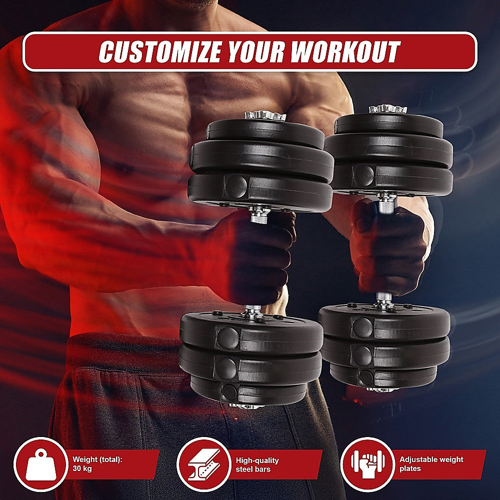 Weightlifting Machines & Racks: 30KG Adjustable Dumbbell Set  Home Gym Weights for Strength & Fitness Training