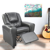 PU Leather Kids Recliner with Drink Holder