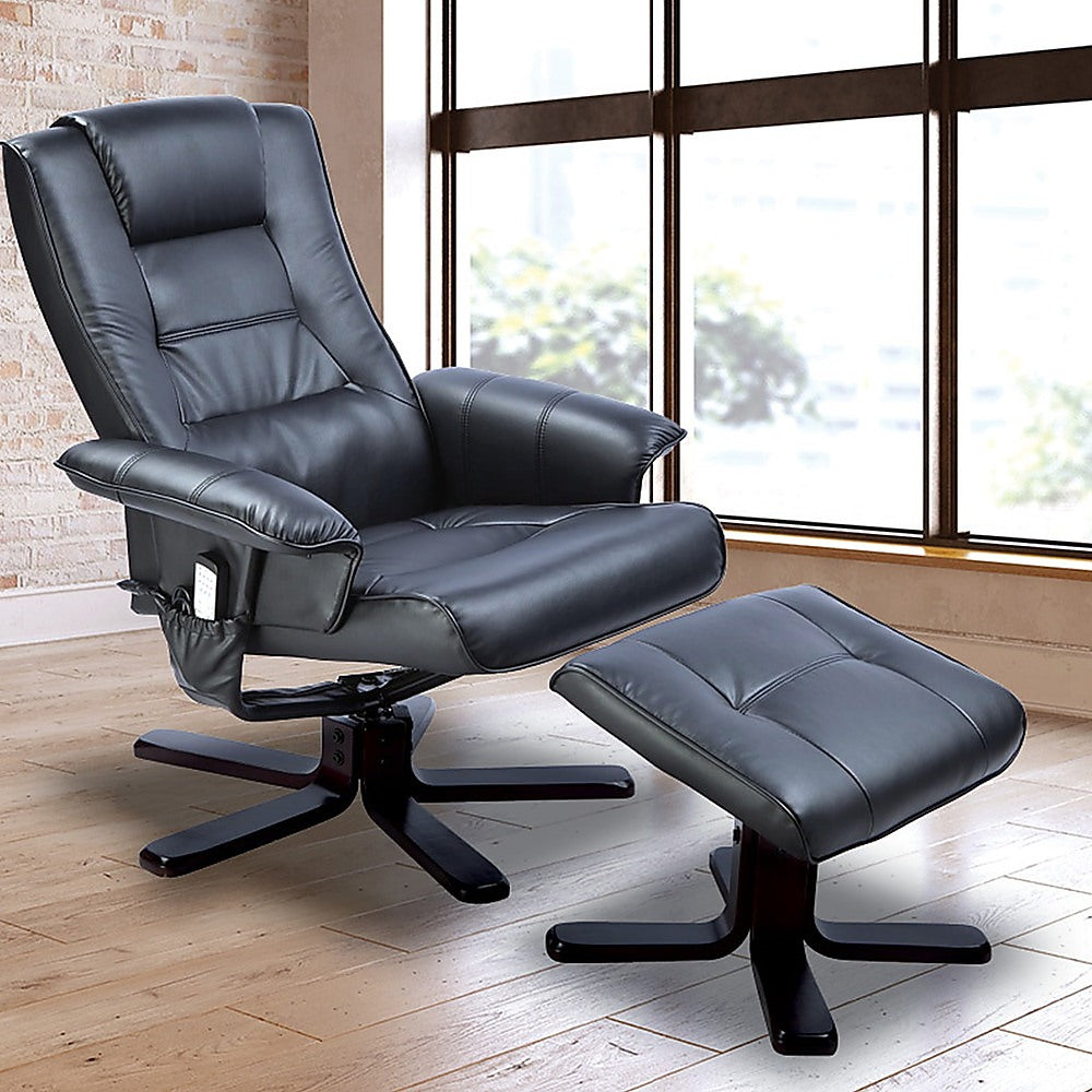 Arm Chairs & Recliners: PU Leather Massage Chair Recliner Ottoman Lounge Remote