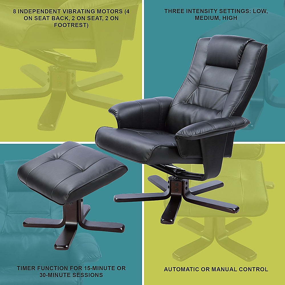 Arm Chairs & Recliners: PU Leather Massage Chair Recliner Ottoman Lounge Remote