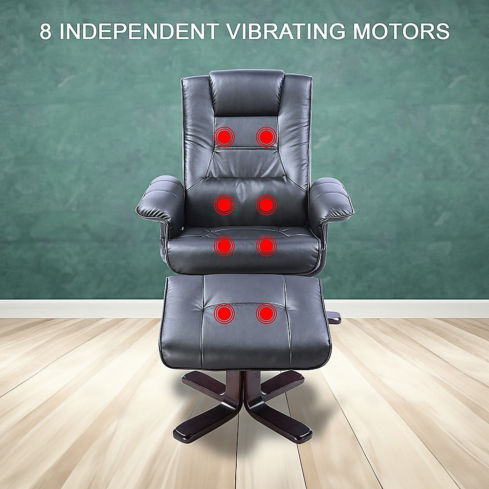 Arm Chairs & Recliners: PU Leather Massage Chair Recliner Ottoman Lounge Remote