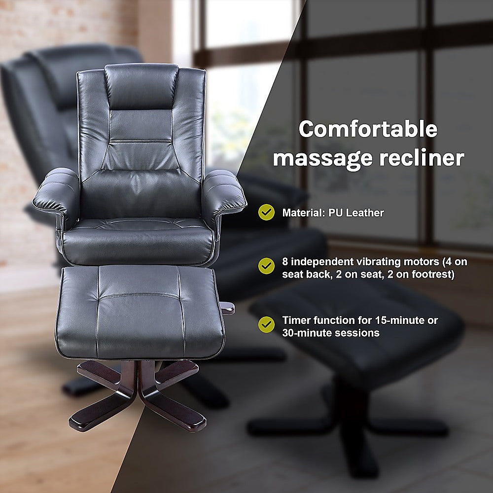 Arm Chairs & Recliners: PU Leather Massage Chair Recliner Ottoman Lounge Remote