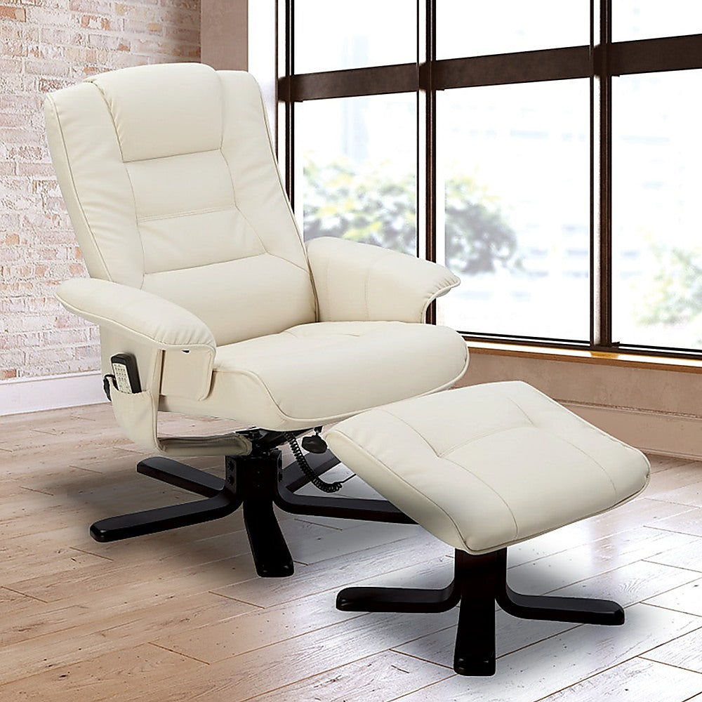 Arm Chairs & Recliners: PU Leather Massage Chair Recliner Ottoman Lounge Remote