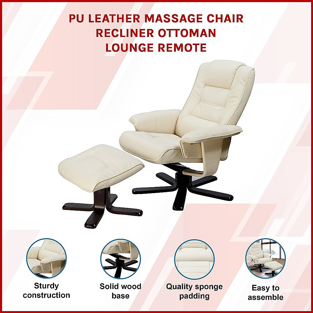 Arm Chairs & Recliners: PU Leather Massage Chair Recliner Ottoman Lounge Remote