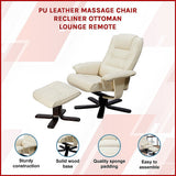 Arm Chairs & Recliners: PU Leather Massage Chair Recliner Ottoman Lounge Remote