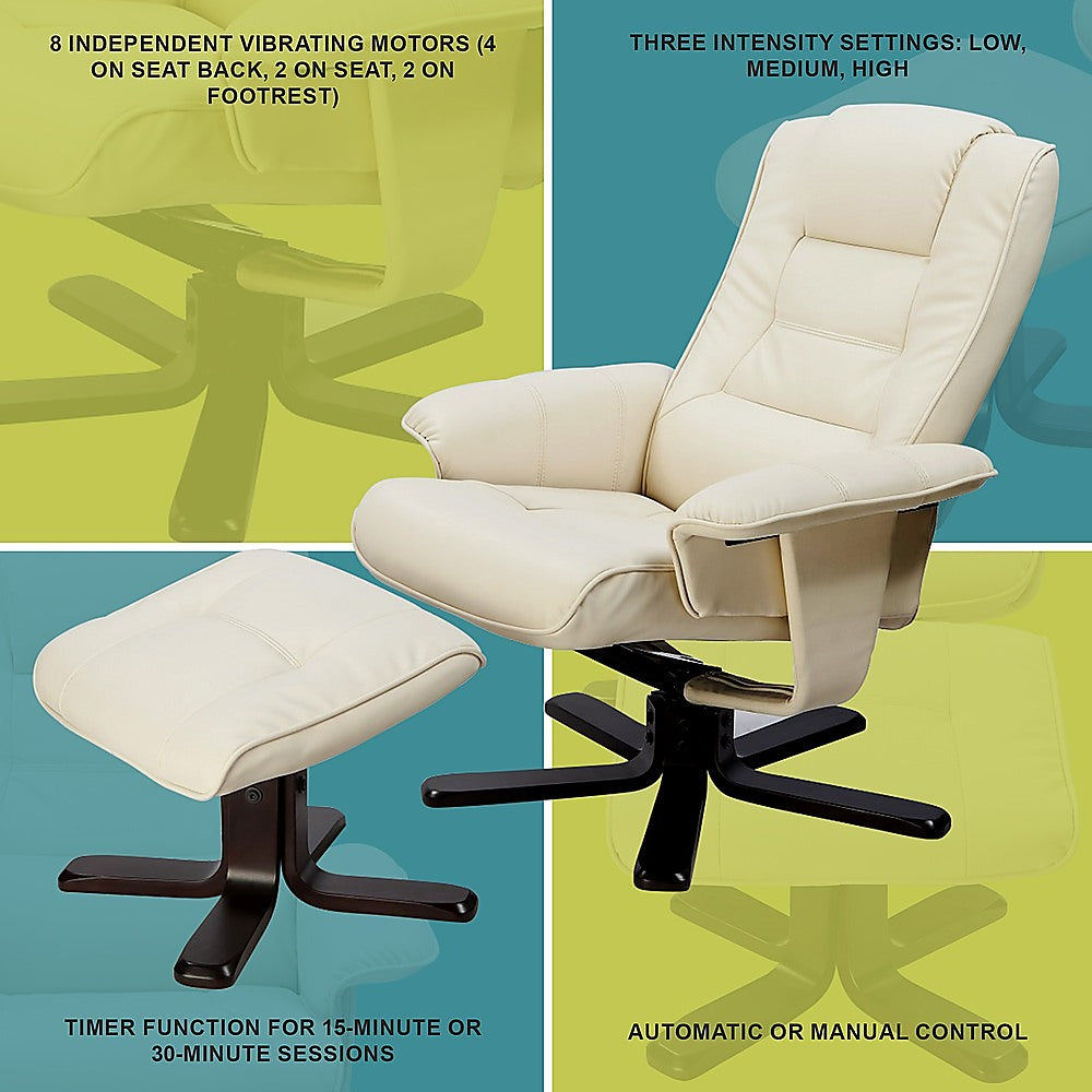 Arm Chairs & Recliners: PU Leather Massage Chair Recliner Ottoman Lounge Remote