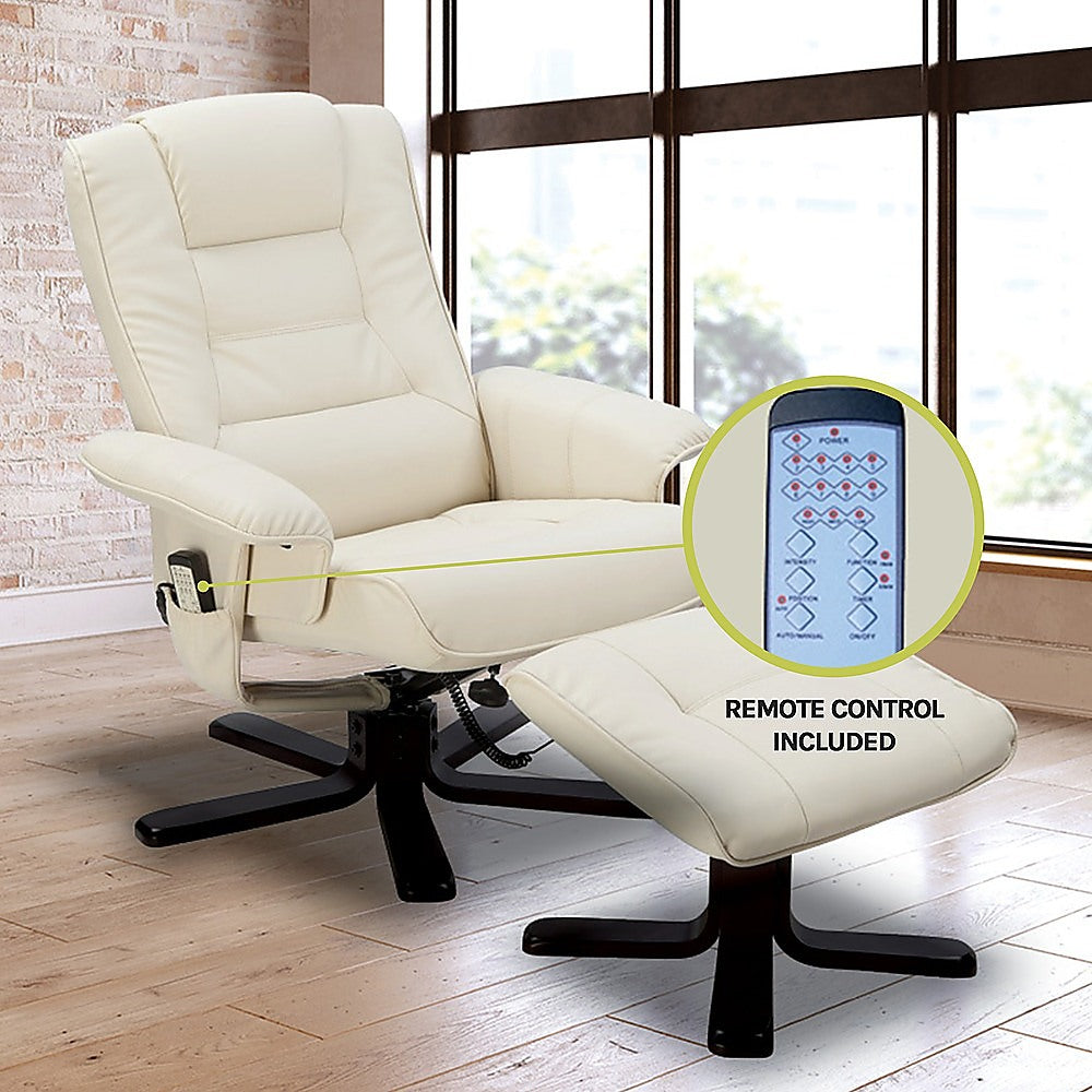 Arm Chairs & Recliners: PU Leather Massage Chair Recliner Ottoman Lounge Remote