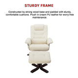 PU Leather Massage Chair Recliner Ottoman Lounge Remote