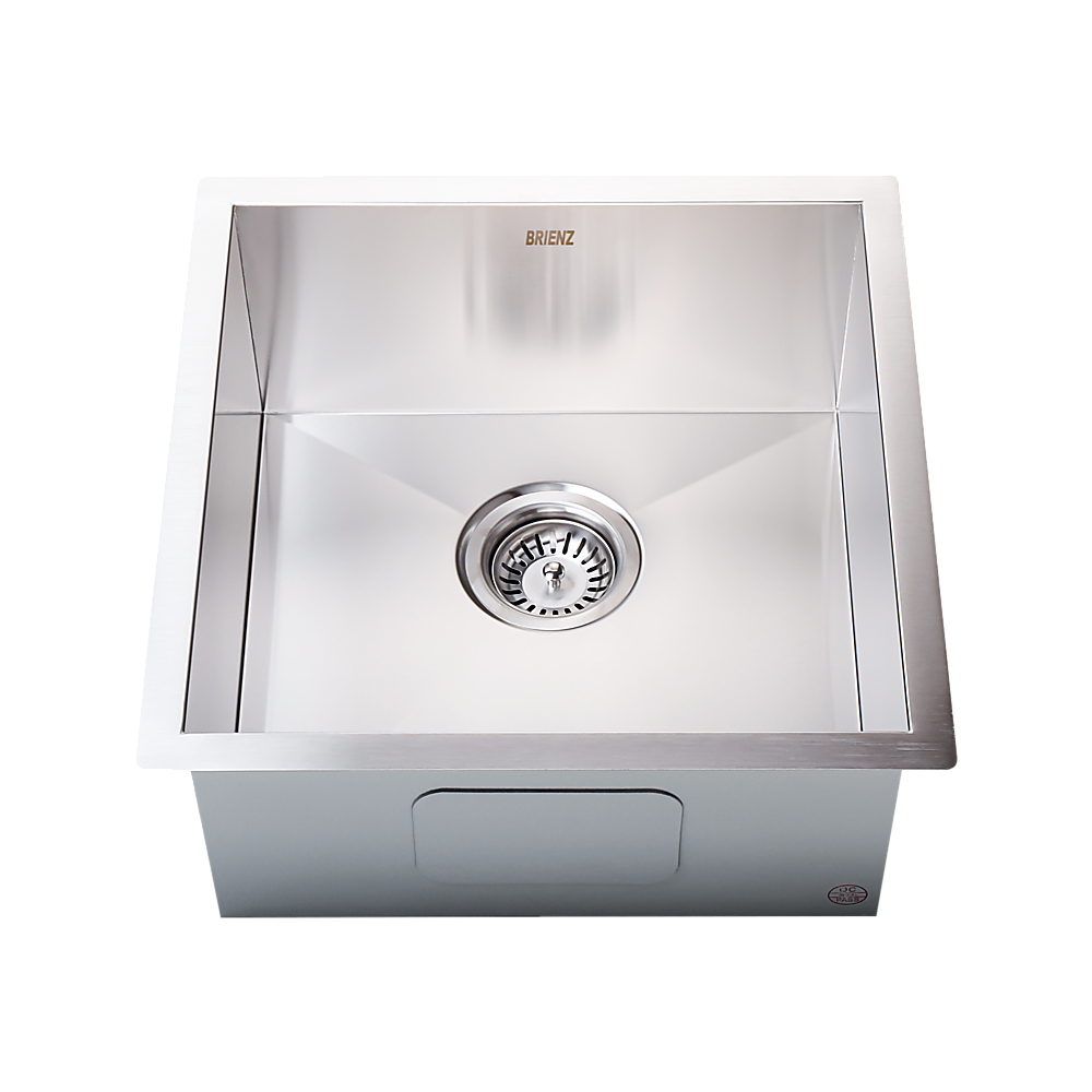 Sinks: 440x440mm Handmade Stainless Steel Undermount / Topmount Kitchen Laundry Sink with Waste