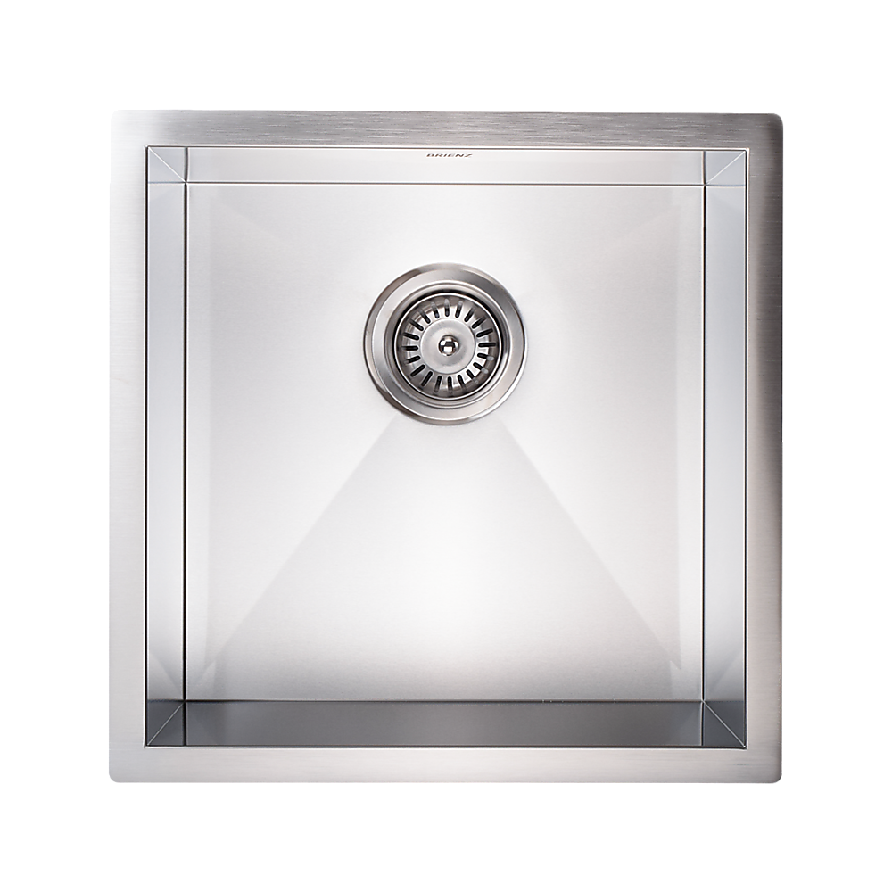 Sinks: 440x440mm Handmade Stainless Steel Undermount / Topmount Kitchen Laundry Sink with Waste