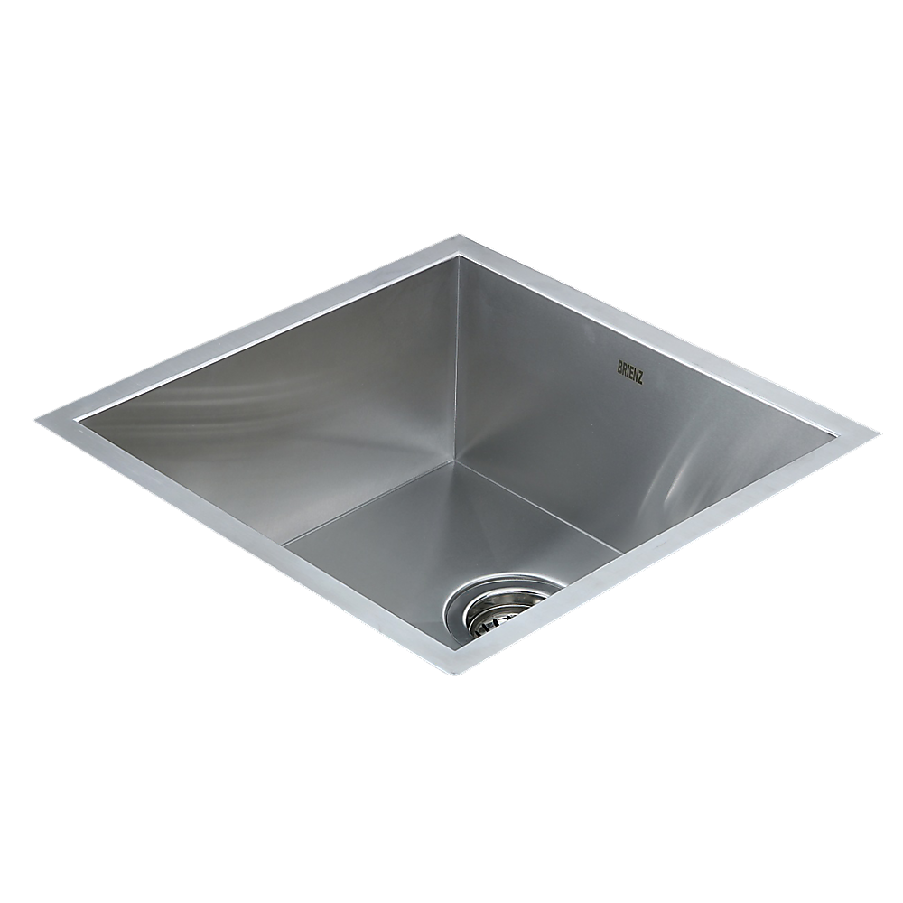 Sinks: 440x440mm Handmade Stainless Steel Undermount / Topmount Kitchen Laundry Sink with Waste