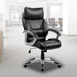 Office & Desk Chairs: PU Leather Executive Office Chair  Ergonomic Swivel Computer Desk Chair in Black