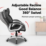 Office & Desk Chairs: PU Leather Executive Office Chair  Ergonomic Swivel Computer Desk Chair in Black
