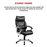 Office & Desk Chairs: PU Leather Executive Office Chair  Ergonomic Swivel Computer Desk Chair in Black