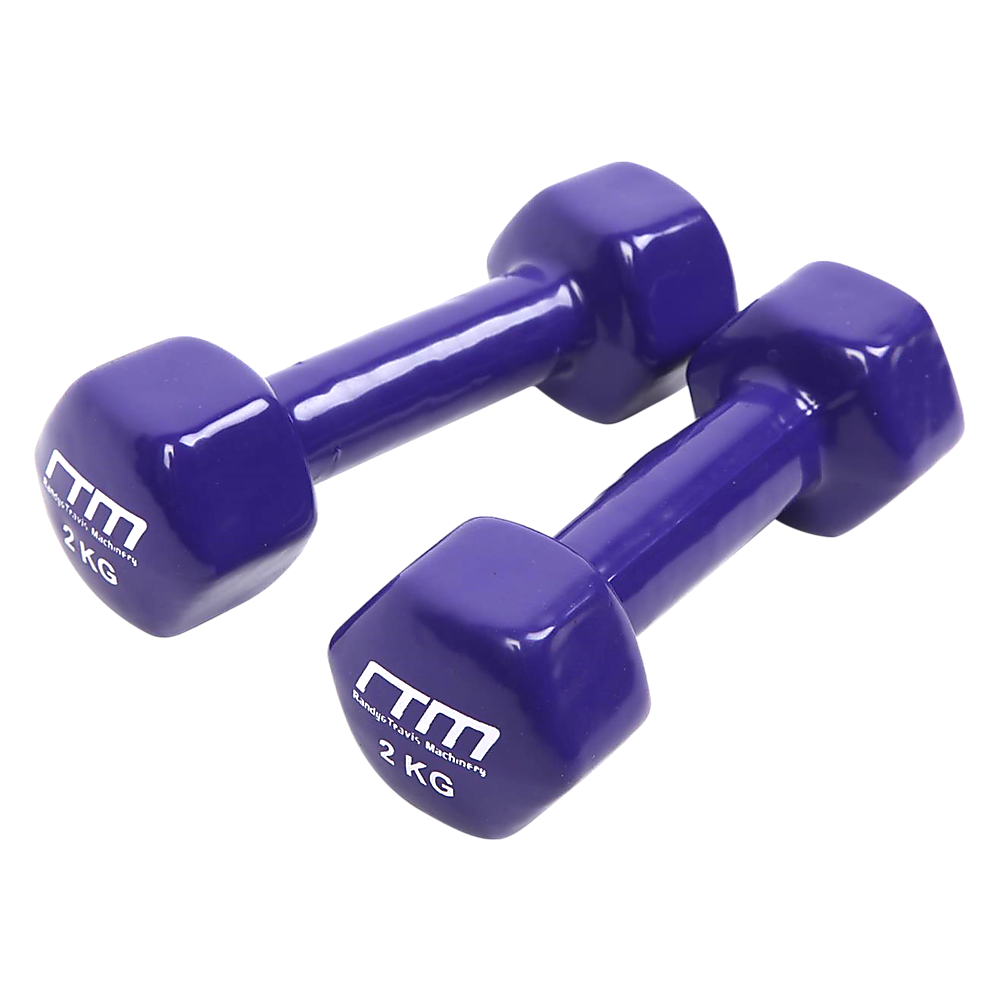 Weightlifting Machines & Racks: 2kg Dumbbells Pair PVC Hand Weights Rubber Coated