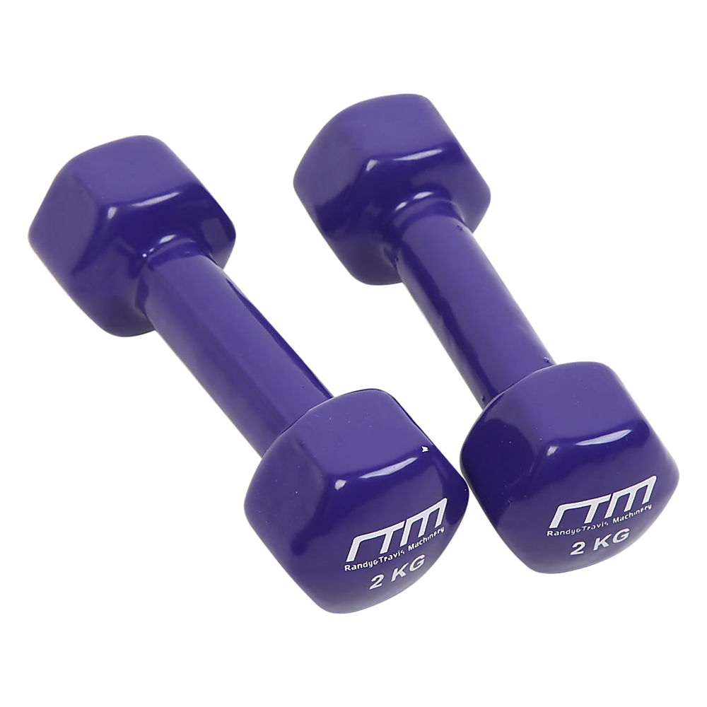 Weightlifting Machines & Racks: 2kg Dumbbells Pair PVC Hand Weights Rubber Coated