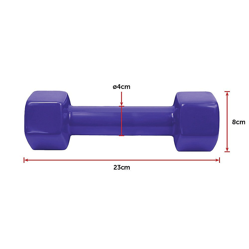 Weightlifting Machines & Racks: 2kg Dumbbells Pair PVC Hand Weights Rubber Coated