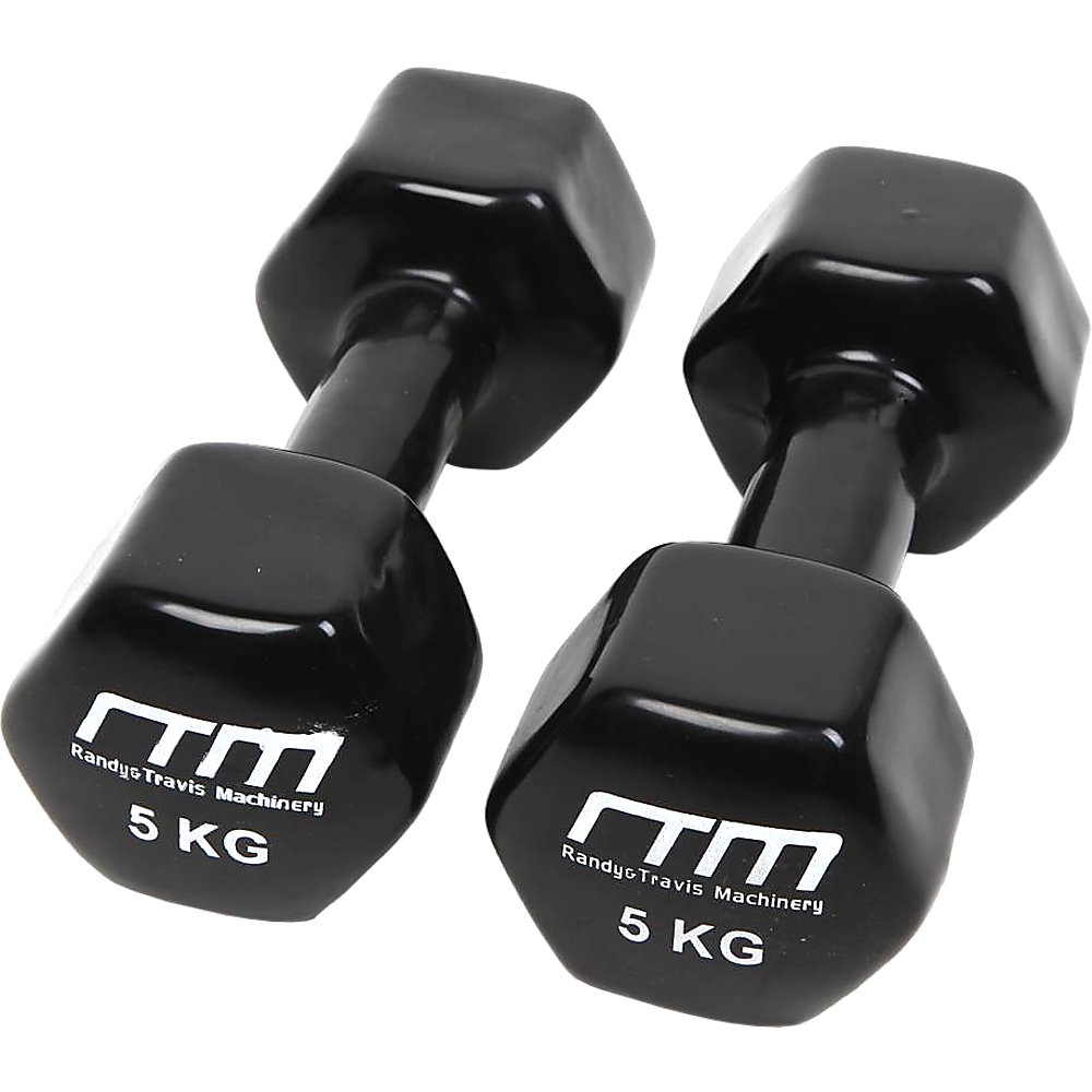 Weightlifting Machines & Racks: 5kg Dumbbells Pair PVC Hand Weights Rubber Coated